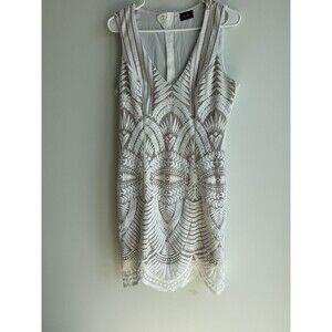 Bardot White Cocktail Dress-Nude Lining-Size 8